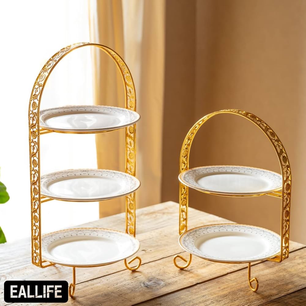 Canクリスタル硝子 金スウィーツプレート ティータイムセット16点セット売り❗️ Amazon｜EALLIFE アフタヌーンティースタンド セット 豪華 女子
